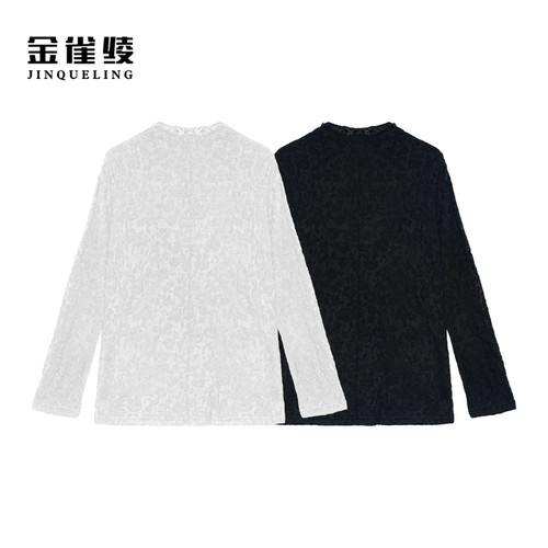 金雀绫【雾里看花】时尚提花设计师款加宽加大衬衫SZA3SW637