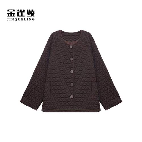 金雀绫【榛果回忆】简约时尚通勤复古圆领加宽加大棉服SZBT607