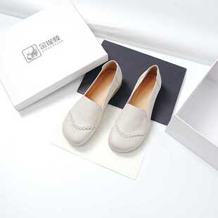 单鞋 一脚蹬真皮平底皮鞋 SZBAM1163 春季 金雀绫
