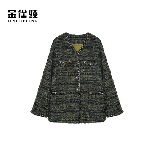 金雀绫【绿野仙踪】设计师款小香风粗花呢加宽加大外套SZA3TL631