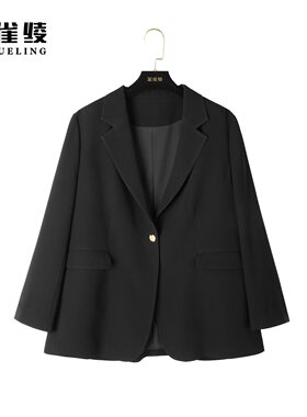 金雀绫【大女主】春季新款时尚百搭黑色气质款西服外套AT6052