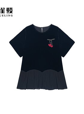 金雀绫【小辣椒】100桑蚕丝丝绒拼接轻奢加宽加大小衫SZA2SY510