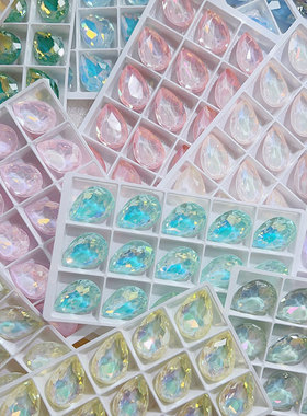 K9高货18X25mm水滴蛋清摩卡钻大水滴钻饰品配件DIY手作包钻配件钻