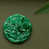 证书全 鸳鸯荷莲叶玉佩吊坠圆牌 泼墨 老坑A货天然满绿翡翠水润