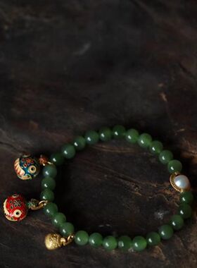 泼墨银鎏金吞金兽旺财聚福碧玉珠