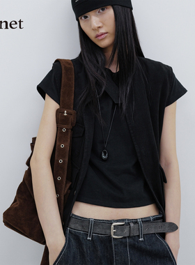 Deinet韩国设计师品牌时尚多口袋背心休闲百搭棉质工装吸睛马甲女