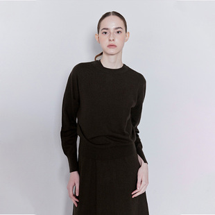 OCTOBER 女休闲百搭 SECOND韩国小众设计师品牌圆领宽松羊毛针织衫