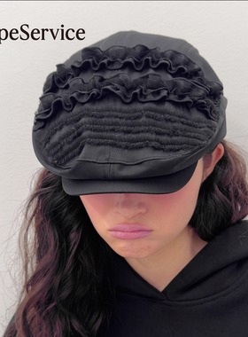 TYPESERVICE韩国小众设计师品牌2025秋季少女褶皱狩猎帽贝雷帽子