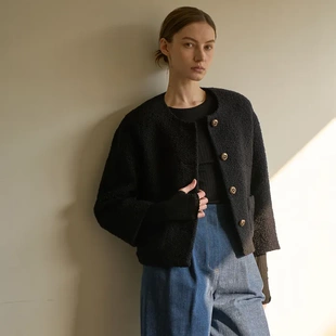 OCTOBER 上衣外套 SECOND韩国小众品牌高级感小香风女羊毛呢短款