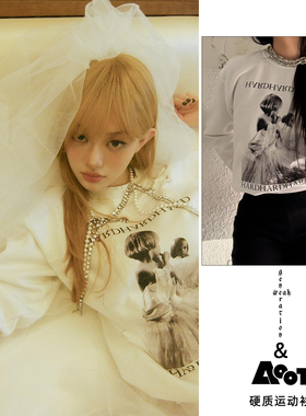 minju同款2025歌谣大战舞台weak generation印花圆领长袖卫衣