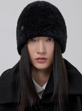 Flareup韩国小众品牌黑色针织帽秋冬保暖毛线帽简约百搭防寒帽子