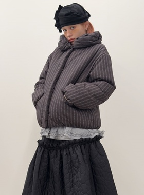 TYPESERVICE韩国设计师品牌2025秋冬新款蓬蓬领保暖棉服女士外套