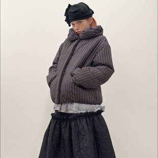 TYPESERVICE韩国设计师品牌2025秋冬新款蓬蓬领保暖棉服女士外套