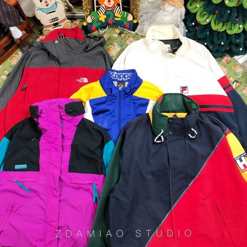 ZDAMIAO日本古着vintage美式撞色复古嘻哈休闲运动夹克外套宽松
