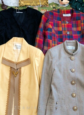 ZDAMIAO日本制中古昭和复古新中式毛呢外套秋冬百搭中长vintage