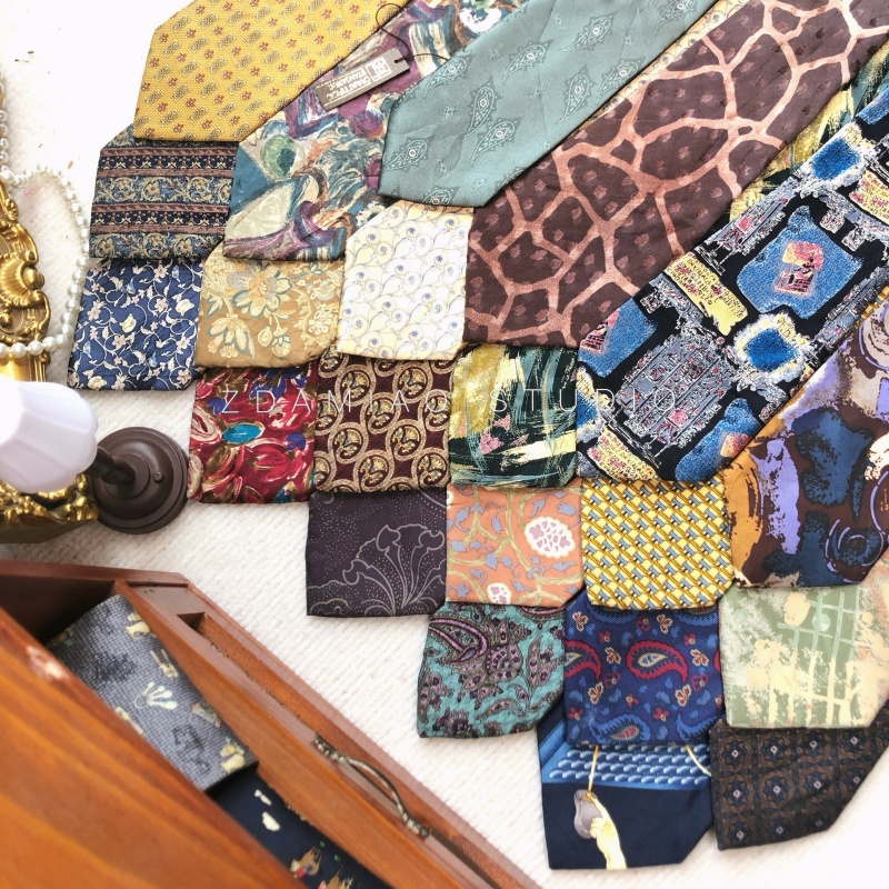 ZDAMIAO日本制中古Vintage油画巴洛克复古真丝大牌领带百搭港风潮