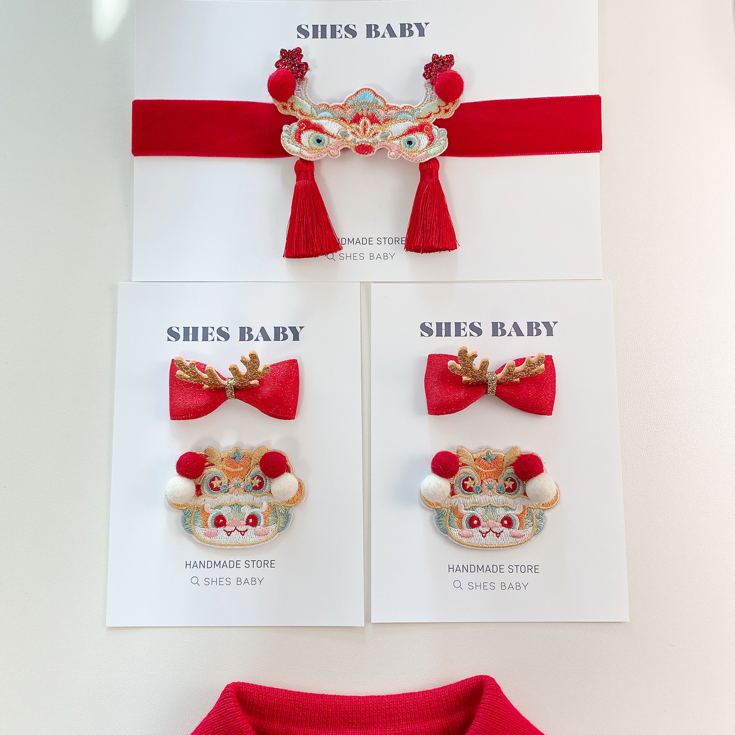 进口红色女圣诞发夹蝴蝶结儿童头饰金闪闪小鹿角发饰宝宝周岁发带