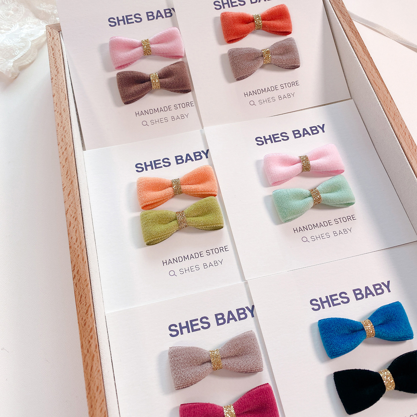 韩国进口天鹅绒手工蝴蝶结发夹宝宝发饰女童高端百搭多色头饰边夹