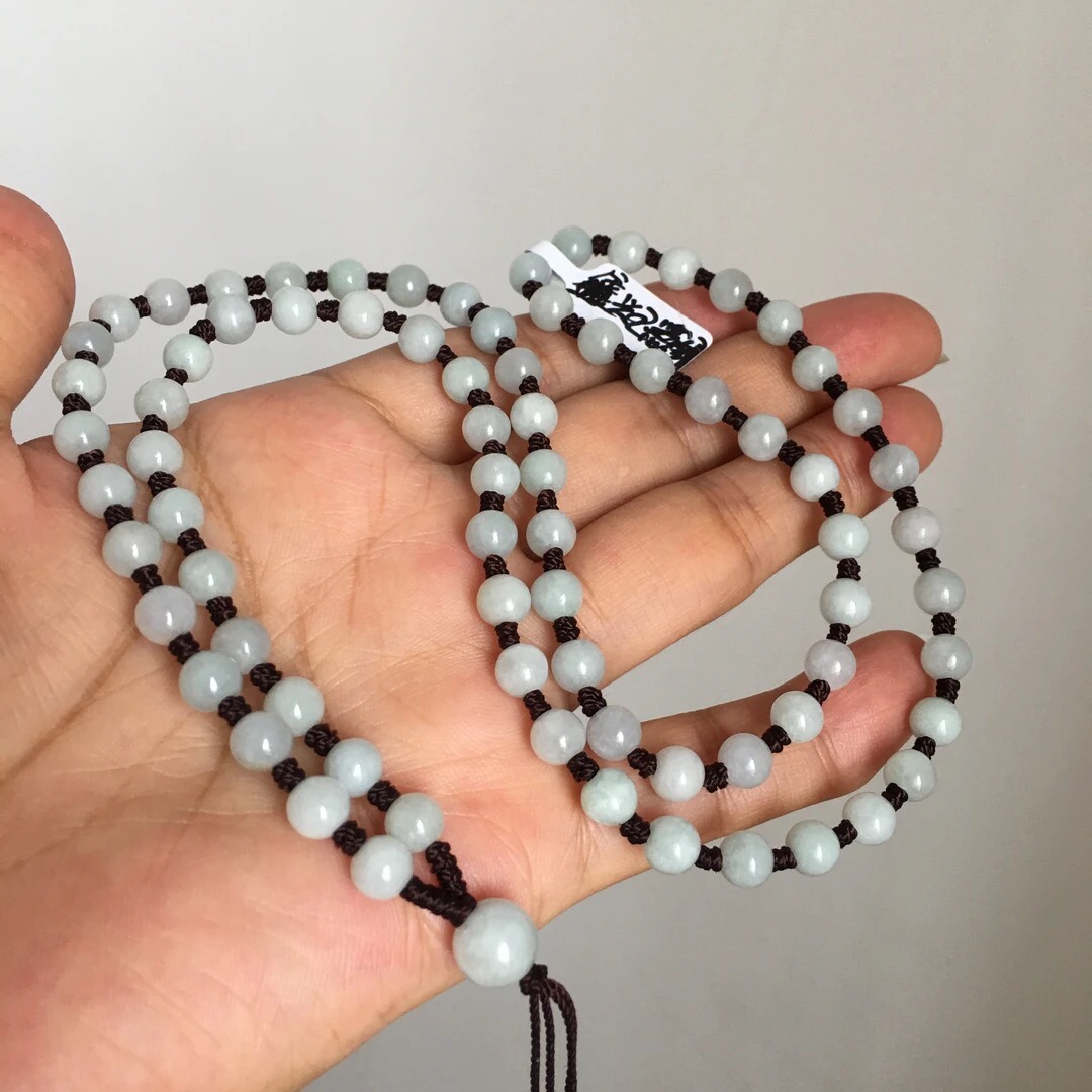 天然翡翠圆珠链卡6mm圆珠路路通珠链吊坠绳链