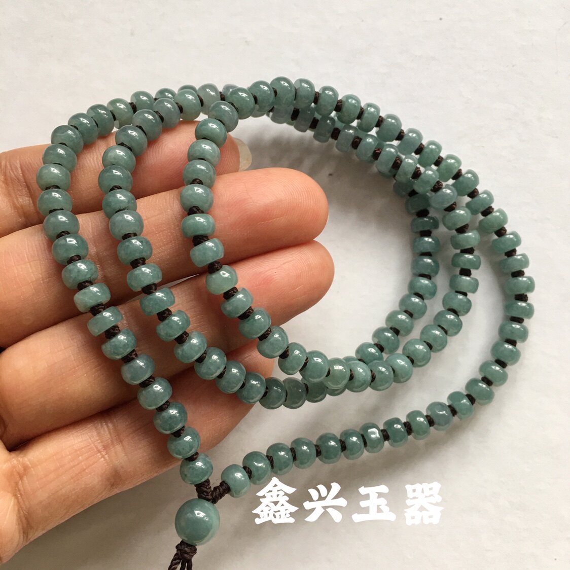 天然翡翠珠链男女款油青蓝水项链玉佩挂绳链算珠项链天空蓝吊坠链