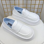 TWTW厚底舒适轻便乐福鞋 皮面护士鞋 女2024时尚 百搭懒人踩跟休闲鞋