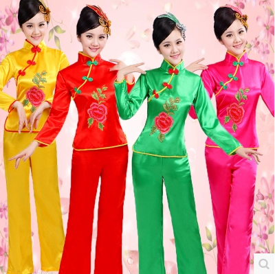 东北民族舞蹈服广场舞秧歌舞服扇子舞演出服女中老年腰鼓舞中国风