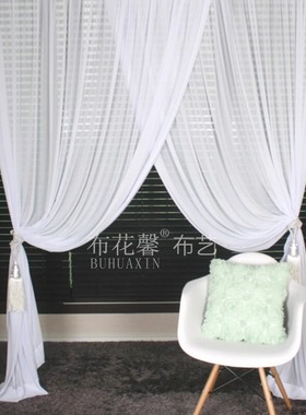 韩式卧室飘窗直播间背景服装店橱窗透光柔软白色雪纺窗纱窗帘纱帘