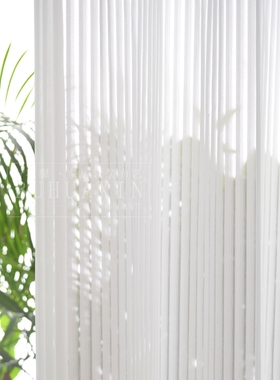 简约现代客厅卧室书房落地窗飘窗白色竖条条纹百页纱窗纱成品纱帘