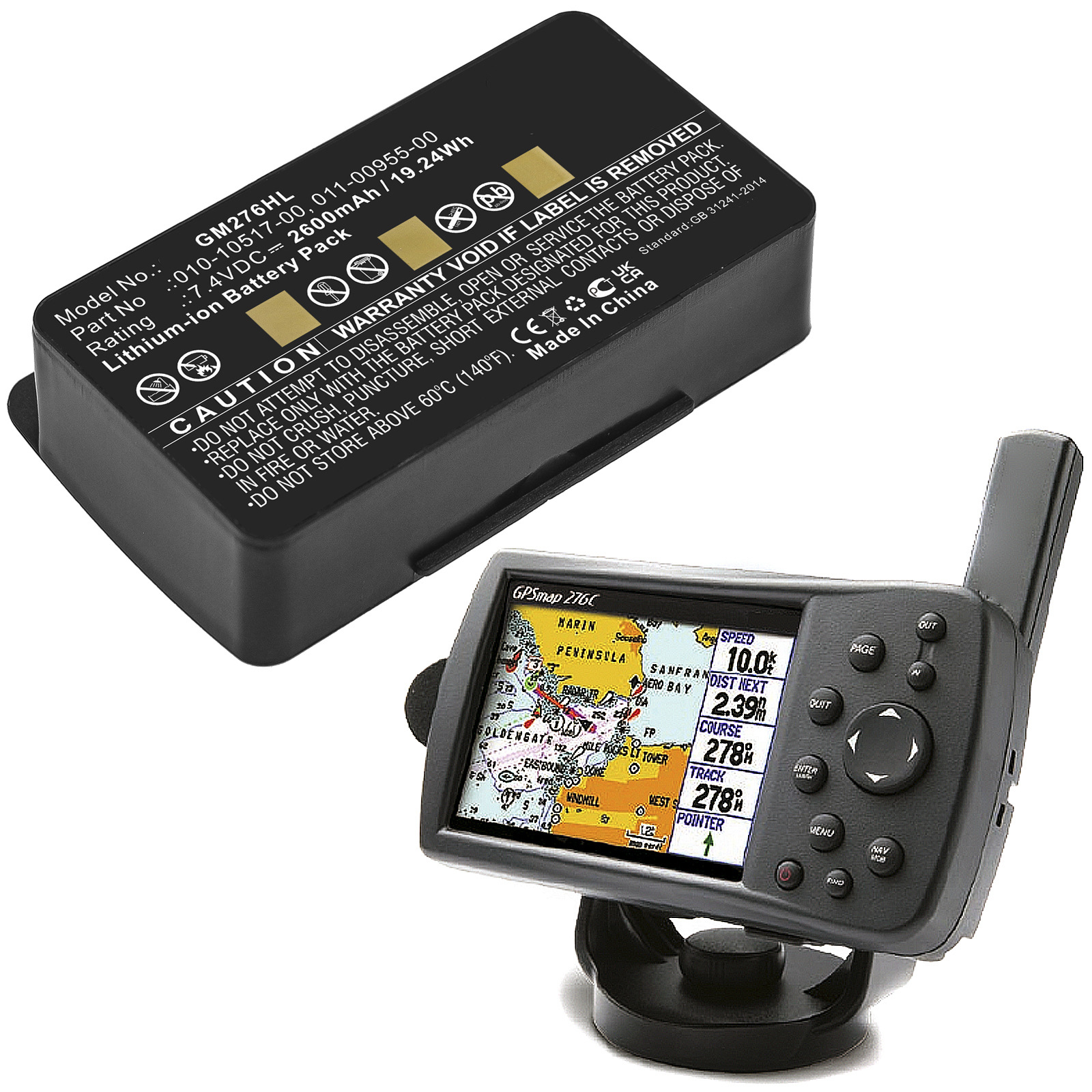 适用佳明GPSMAP 276 276c 296 GPS 导航仪电池厂供010-10517-00