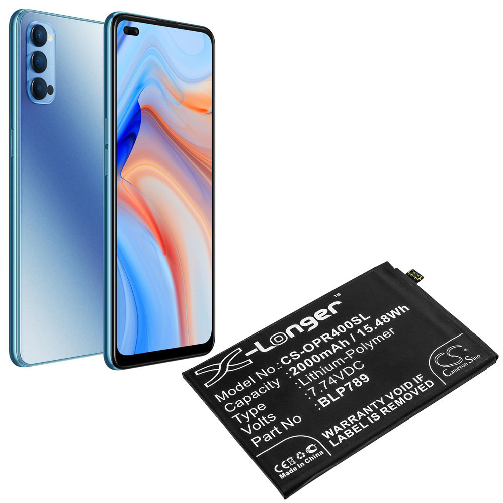 cs适用 oppo  reno4 5g cph2113 智能手机电池厂家直供  blp789
