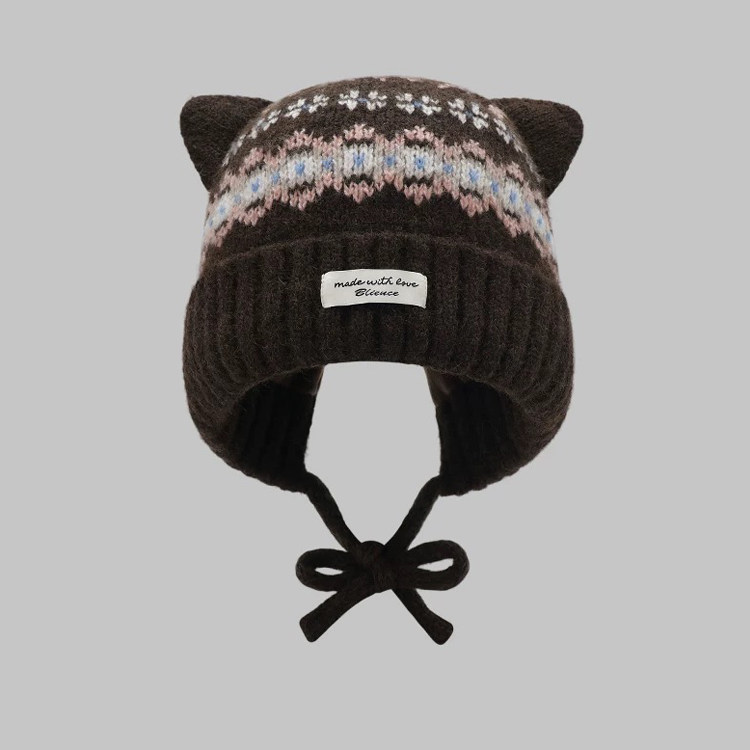 费尔岛风加绒保暖护耳帽