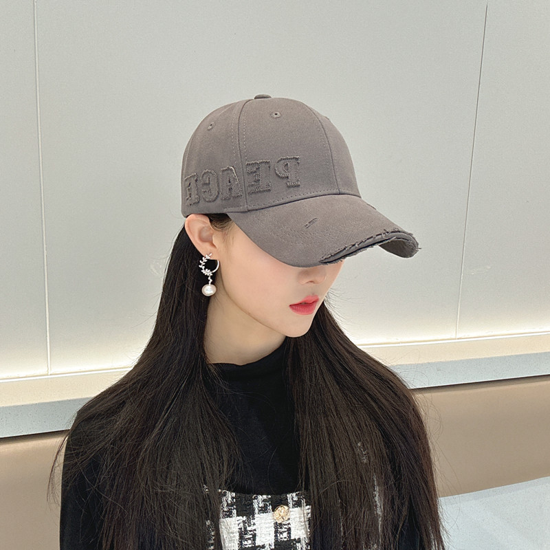 棒球帽男女逛街情侣硬顶有型百搭显脸小帽子韩版破洞截图鸭舌帽潮