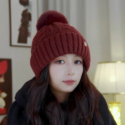 冬季新款大头围显脸小针织帽