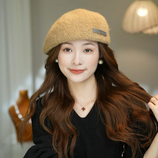 复古冰岛反戴文艺贝雷帽女秋冬百搭显脸小前进帽减龄画家帽鸭舌帽