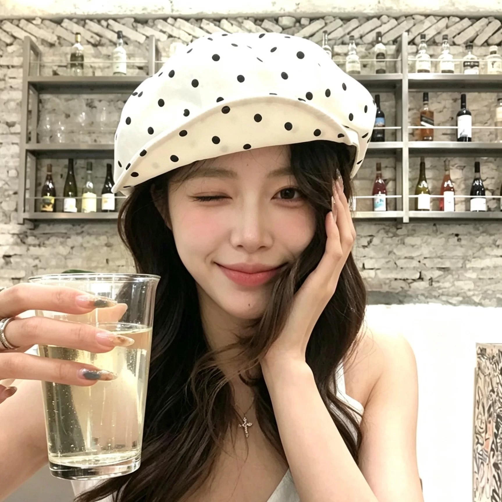 春夏薄款波点贝雷帽女显脸小