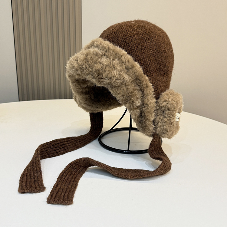 加厚流苏绑绳韩版针织雷锋帽