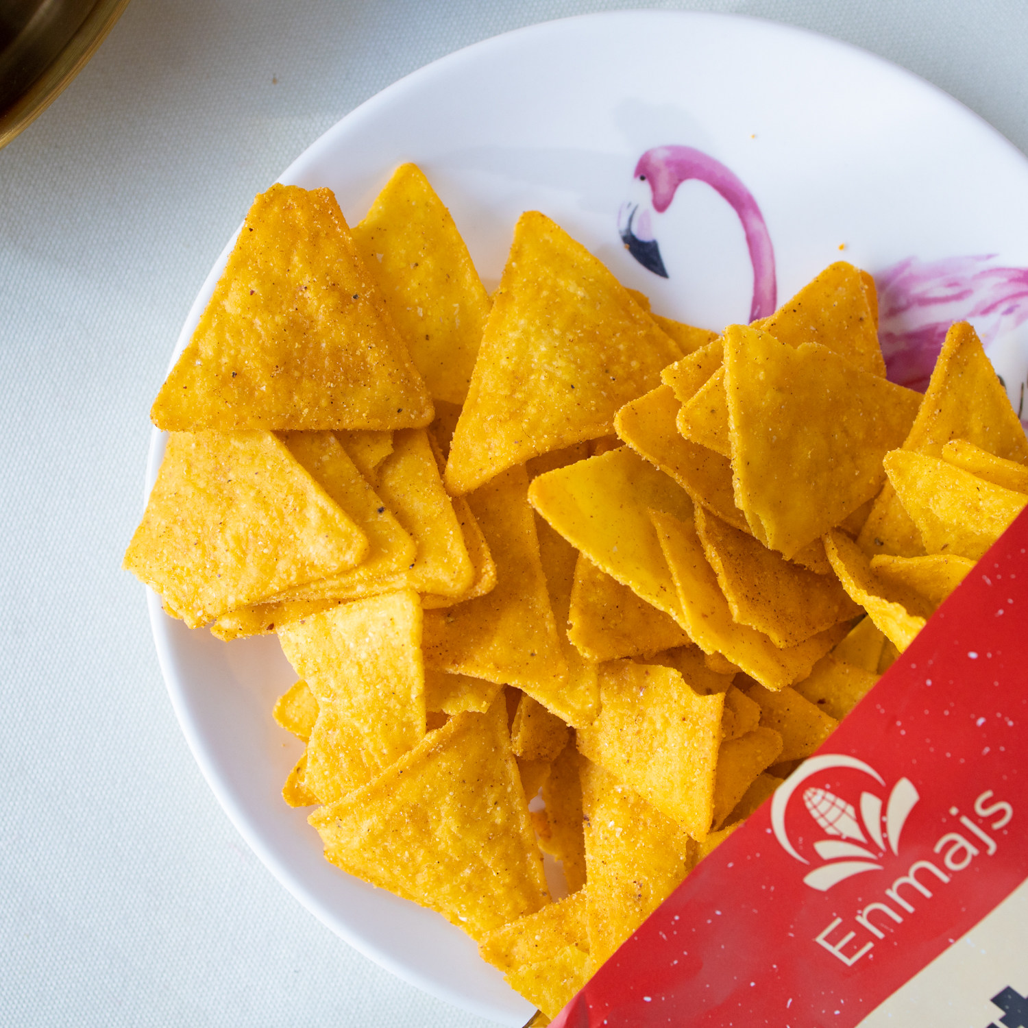 包邮恩美斯香辣味玉米片120g丹麦进口膨化食品办公室零食巨好吃