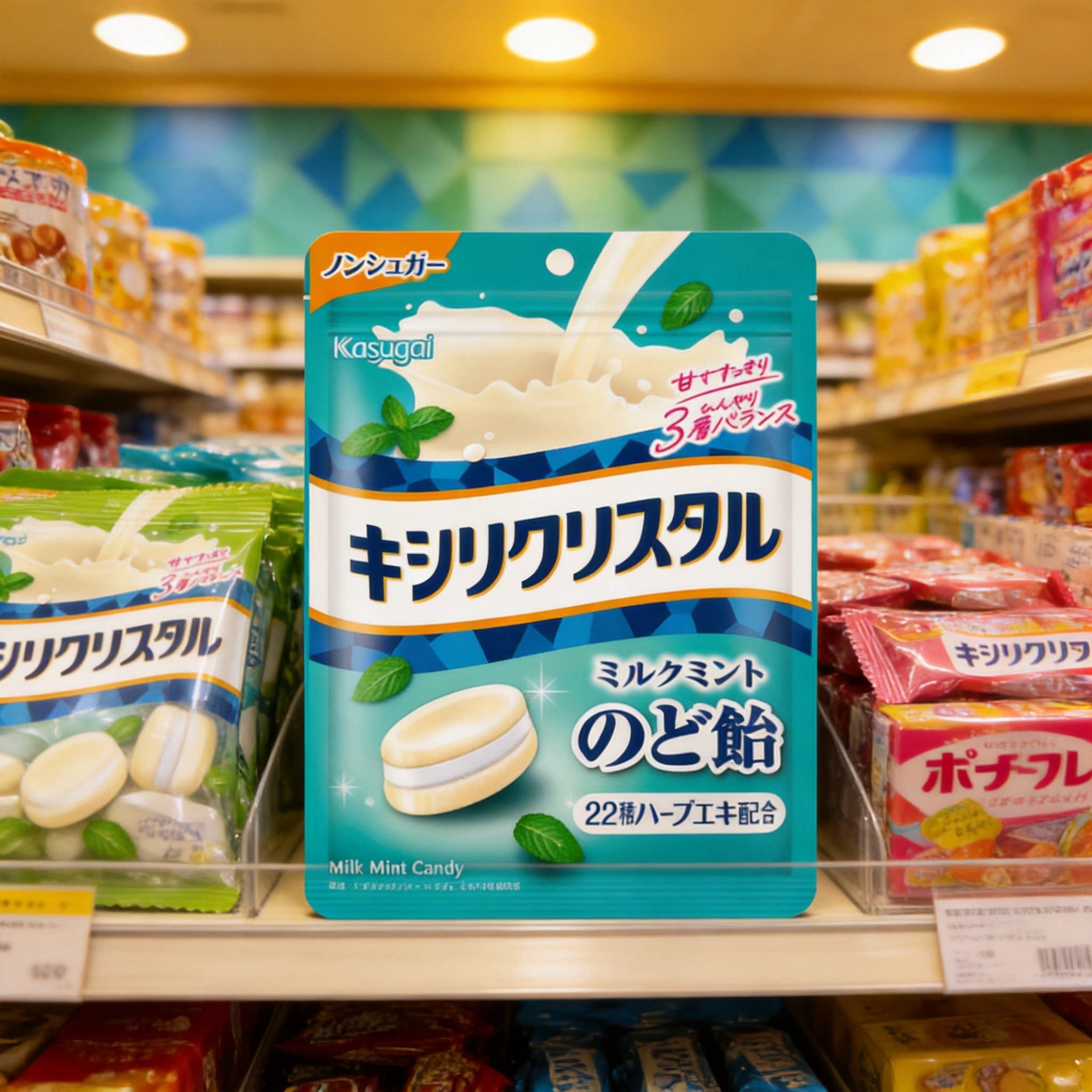 新品日本进口春日井Kasugai牛奶薄荷味润喉糖休闲零食功能糖果