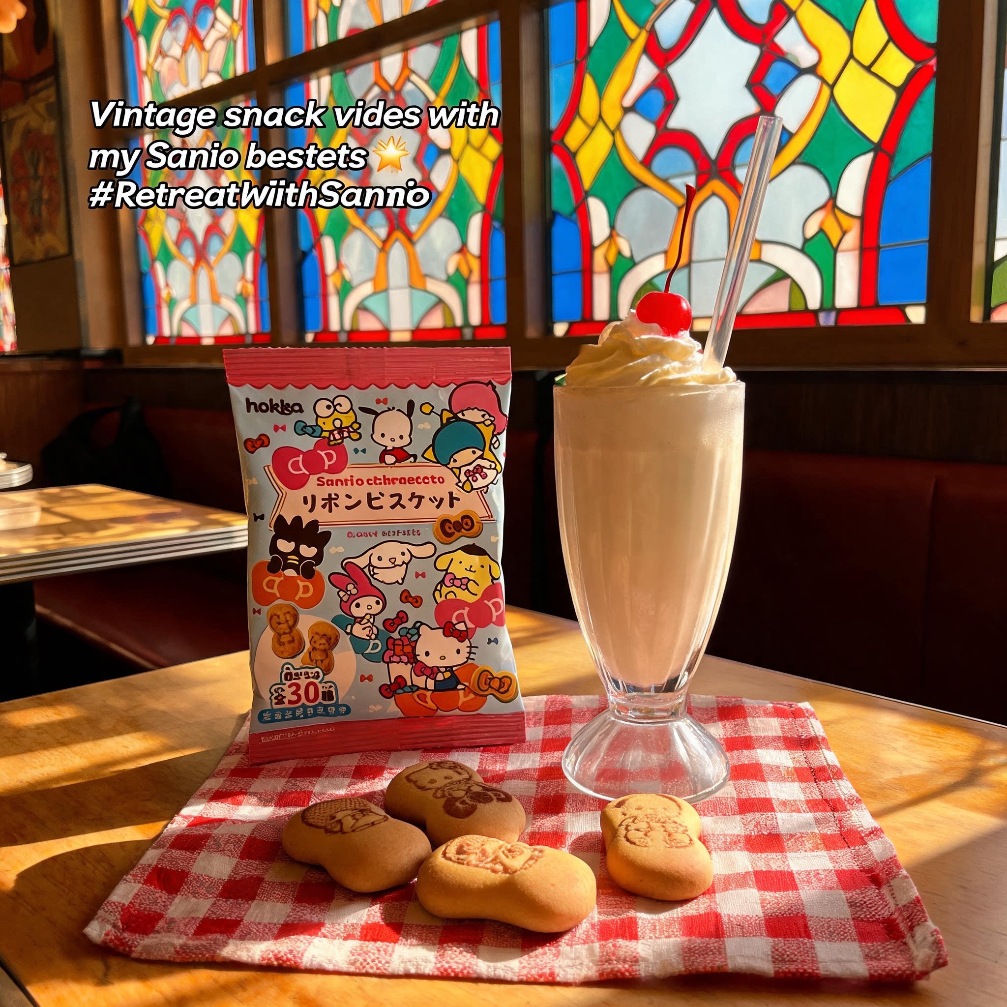 日本北陆三丽鸥蝴蝶结牛奶饼干造型可爱宝宝喜欢早餐点心