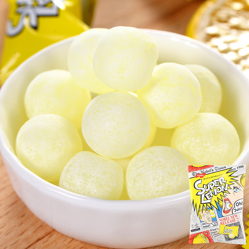 日本诺贝尔柠檬糖水果超酸糖nobel劲酸硬糖76g浓缩劲酸糖果0235