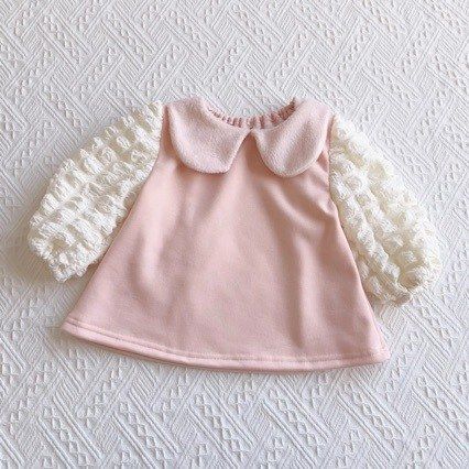 特价日单童装110 120女小童套头卫衣上衣保暖可爱泡泡袖