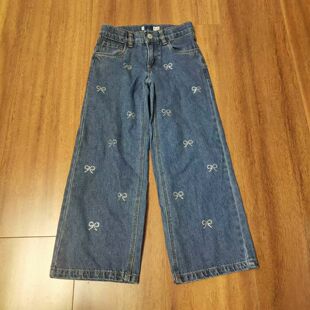 原单女童阔腿牛仔裤，腰可以调，116-152码中大童外贸童装尾货