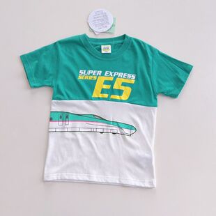 日单新干线 E5夜光男童120夏季短袖T恤SUPER EXPRESS火车蓄光印花