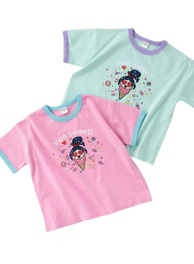 日单尾货童装80-130女童夏季短袖T恤无敌破坏王糖果公主短袖