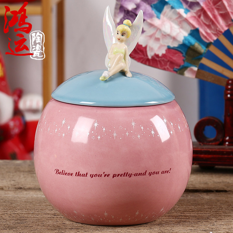 日本正品小精灵陶瓷糖果罐摆件收纳盒圣诞节礼物家居装饰生日礼品