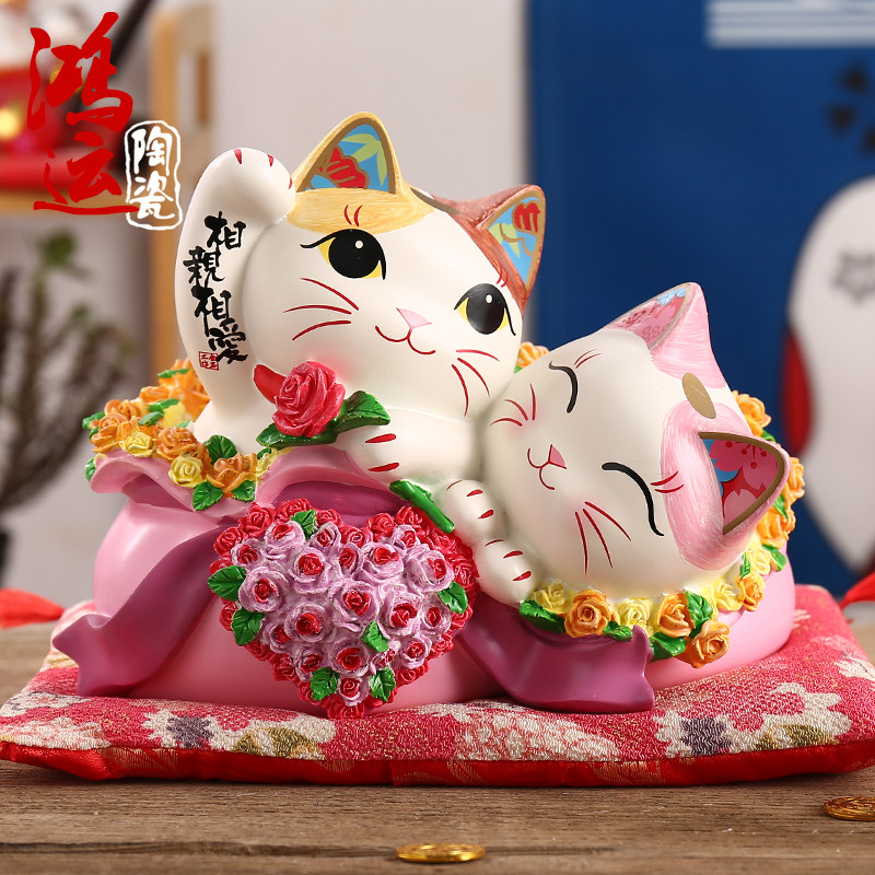 招财猫存钱罐 情侣摆件 结婚礼物送朋友闺蜜新婚庆新人家居装饰品