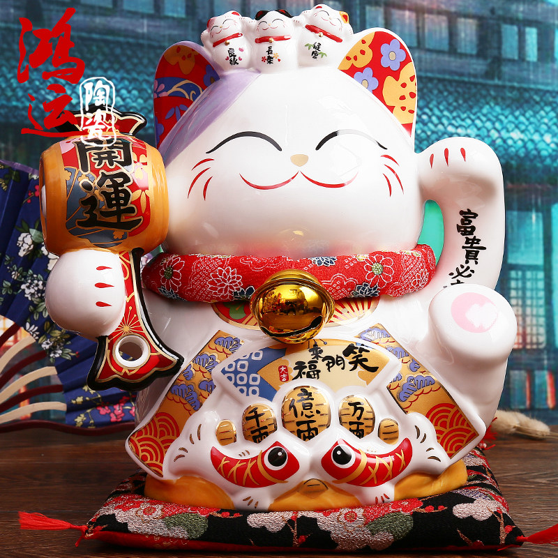 金石工坊 大号富贵必达开运招财猫摆件开业居家镇宅 结婚乔迁礼品