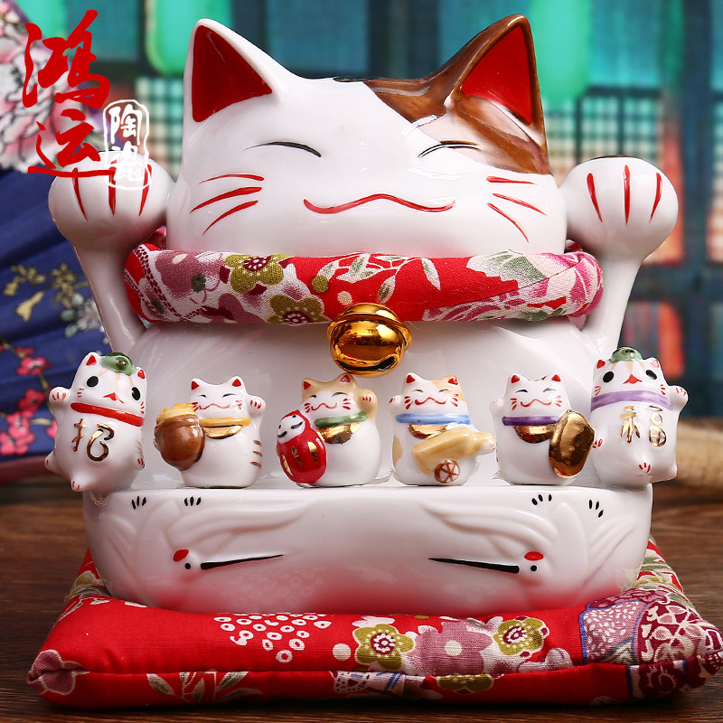 日本招财猫摆件平安陶瓷储钱罐