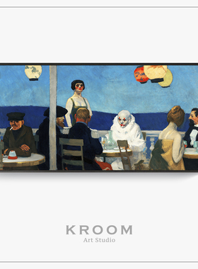 爱德华霍普 蓝夜 小众玄关客厅走廊怪诞小丑装饰画日本料理店挂画