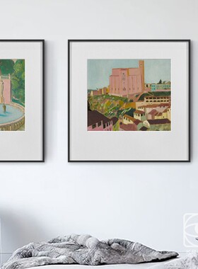 Maurice Denis 北欧马卡龙莫兰迪色挂画现代法式两联风景装饰画